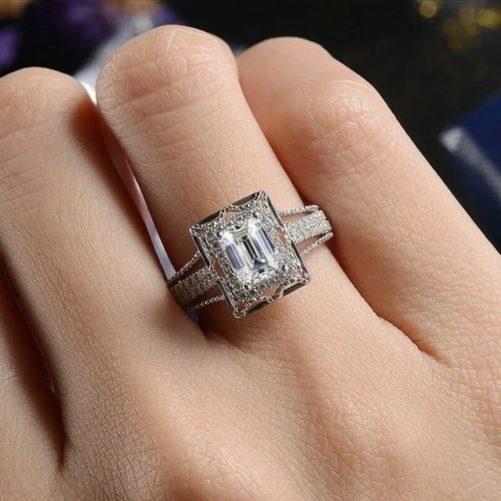 Gorgeous Women 925 Silver Jewelry White Sapphire Ring